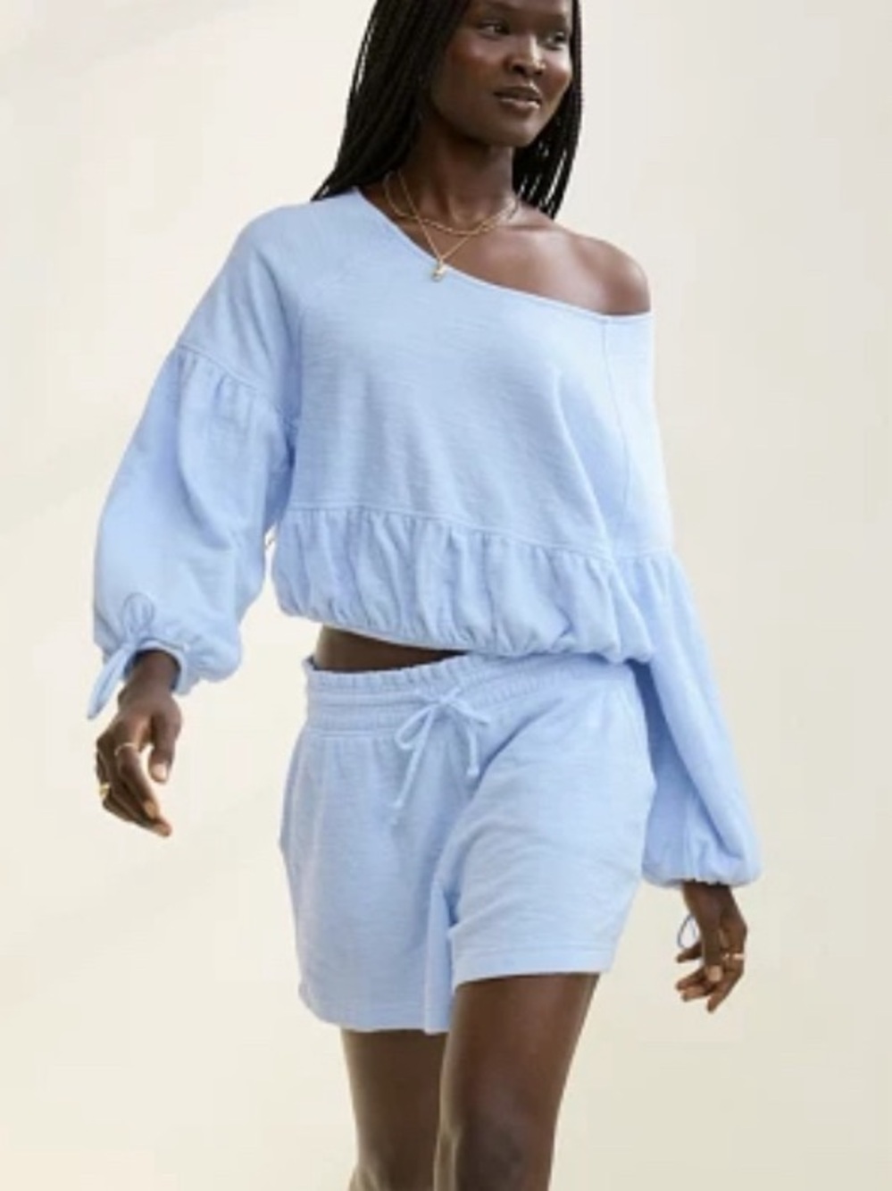 aerie endless summer Light Blue Balloon Sleeve Pullover Top - Picture 2 of 4
